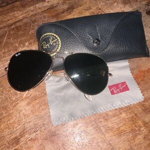Ray-Ban Aviator Sunglasses - Black Lenses, Gold Frame
